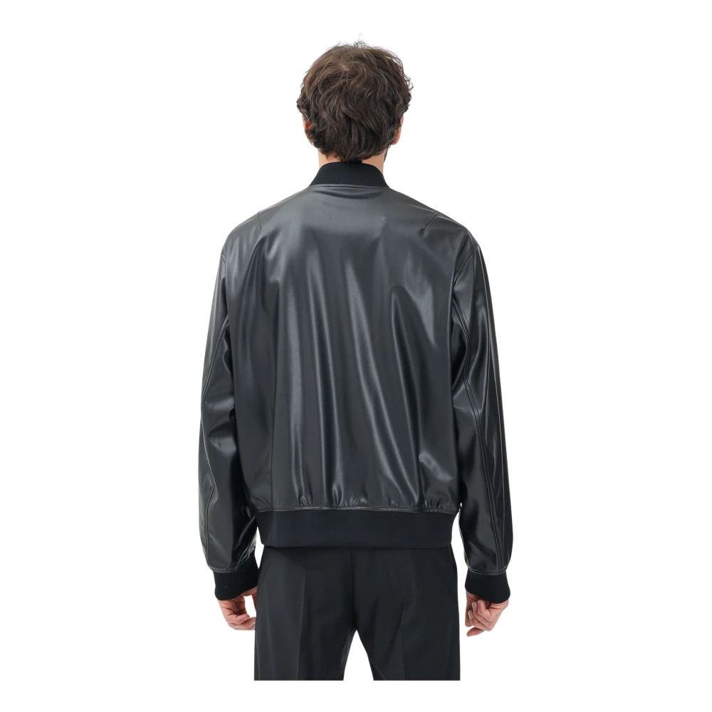 Armani Exchange Zwarte leren bomberjack Black Heren
