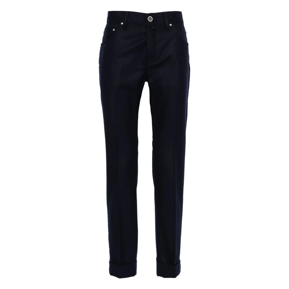 Jacob Cohën Handgemaakte wollen broek Model Scott Blue Heren