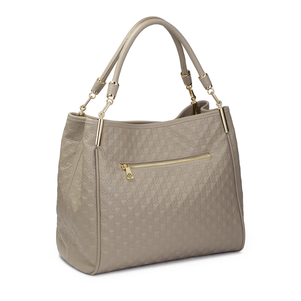Kazar Ruime schoudertas in patroon geperst leer Beige Dames