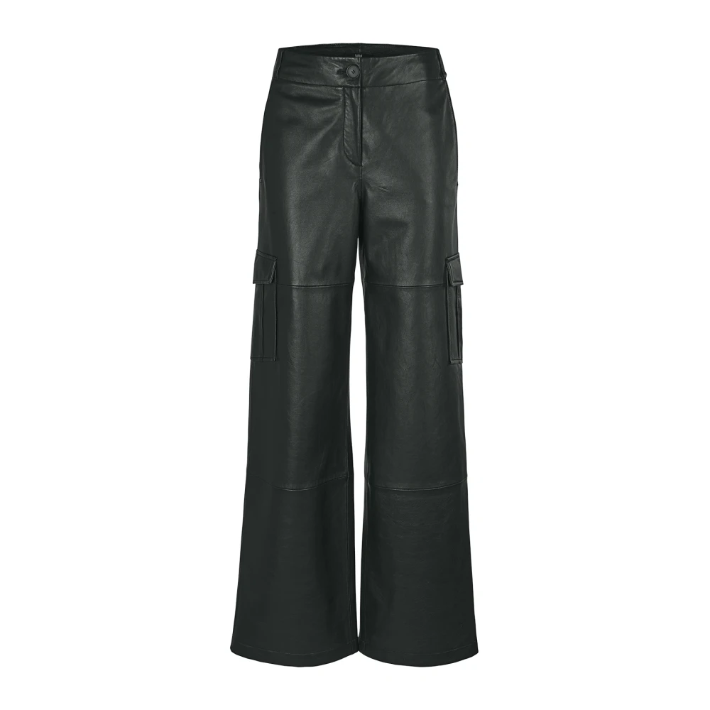 RIANI Cargo Leren Broek Black Dames