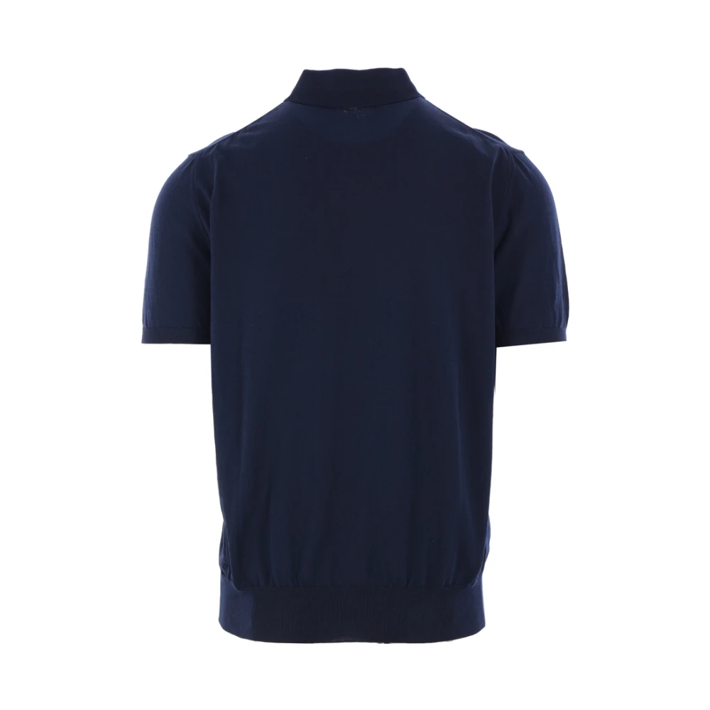Caruso Blauw Poloshirt met Ribdetails Blue Heren