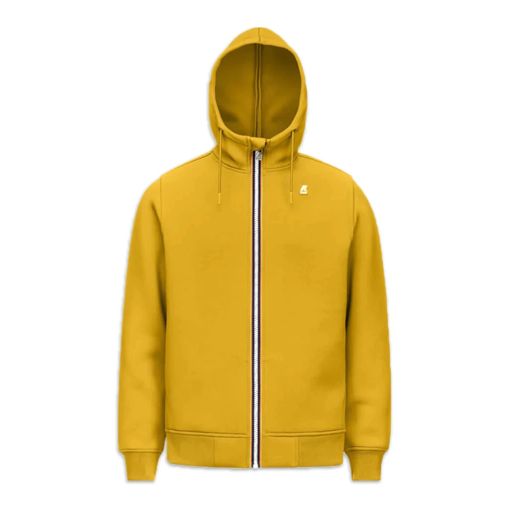 K-way Gele hoodie met voorlogo rits Yellow Heren