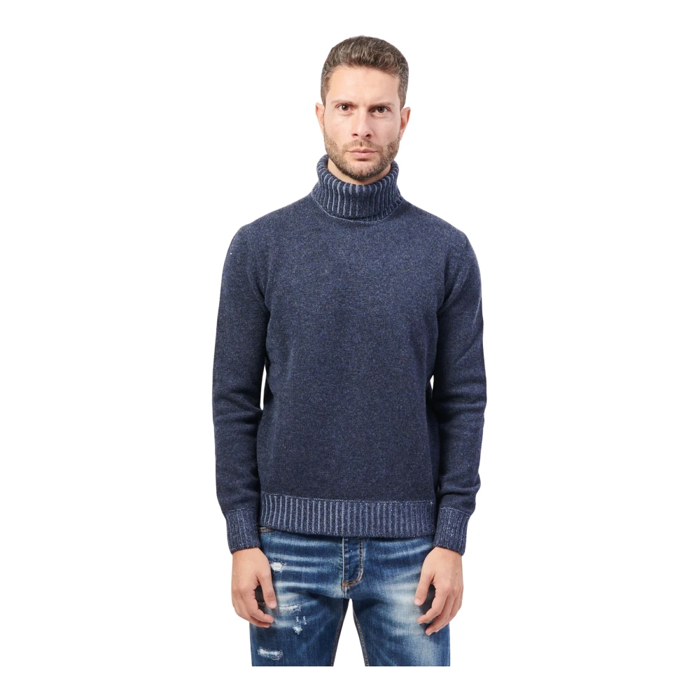 Gran Sasso Blauwe Wollen Trui Raglan Stijl Blue Heren