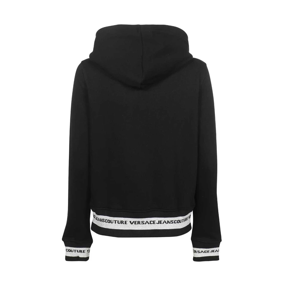 Versace Jeans Couture Geborduurde Full Zip Hoodie Black Dames