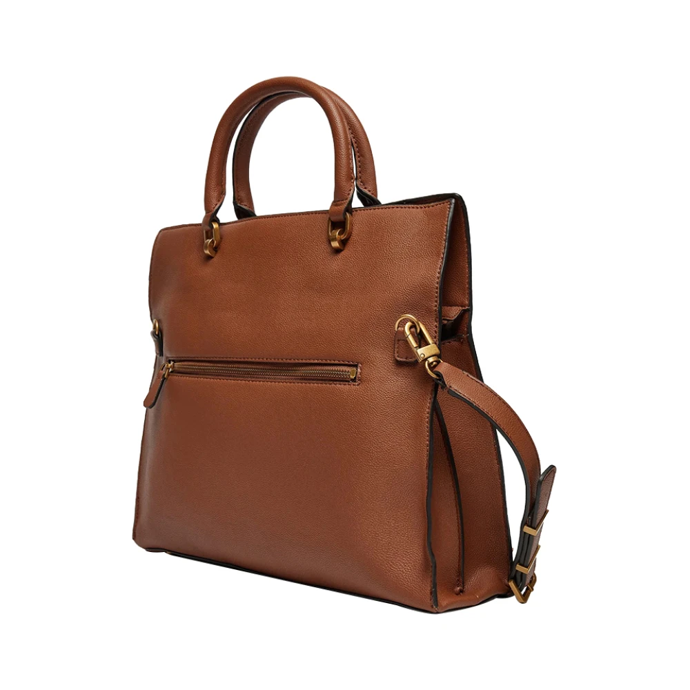 Guess Bruine leren handtas met gouden details Brown Dames