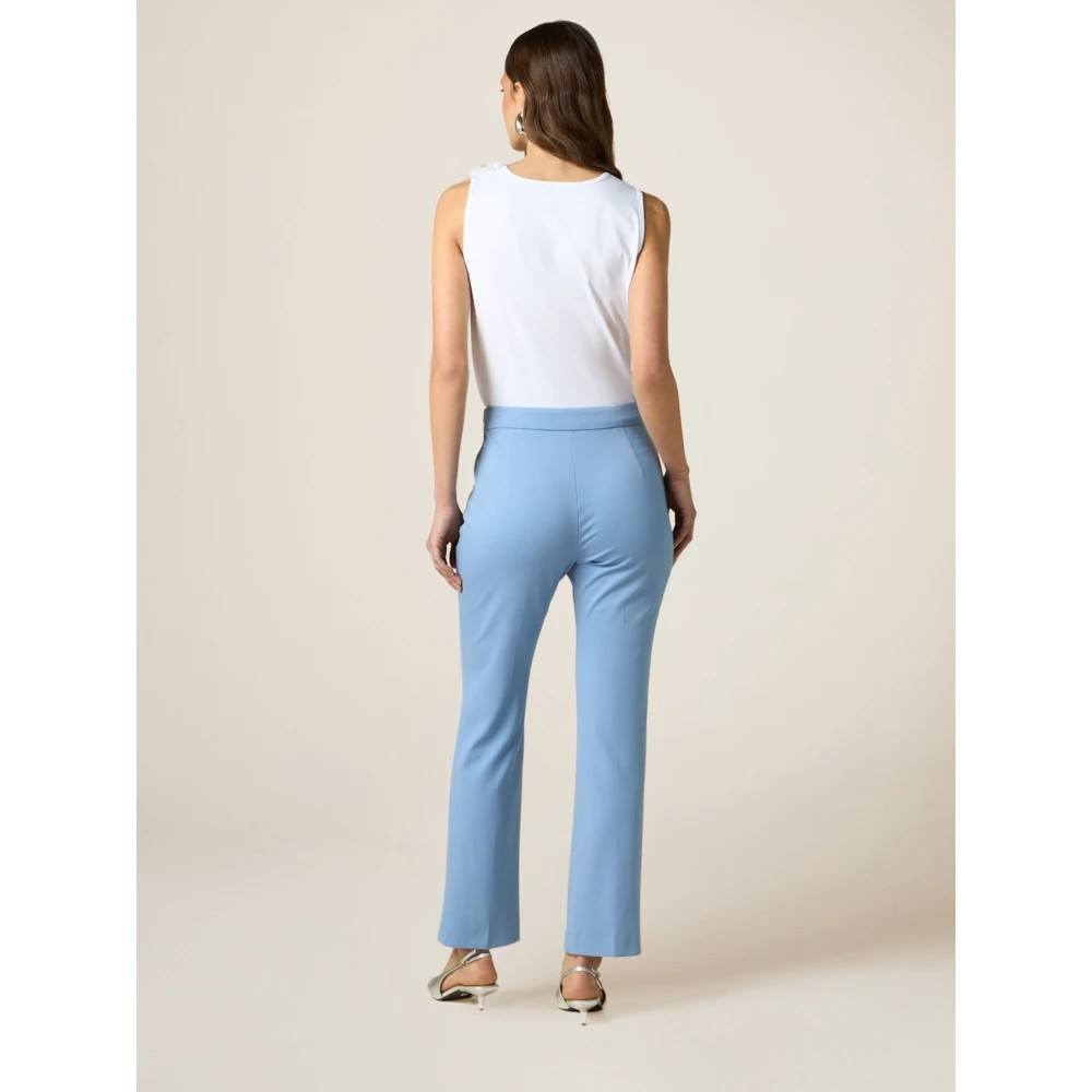 Oltre Milano-Rib Flared Broek Blue Dames