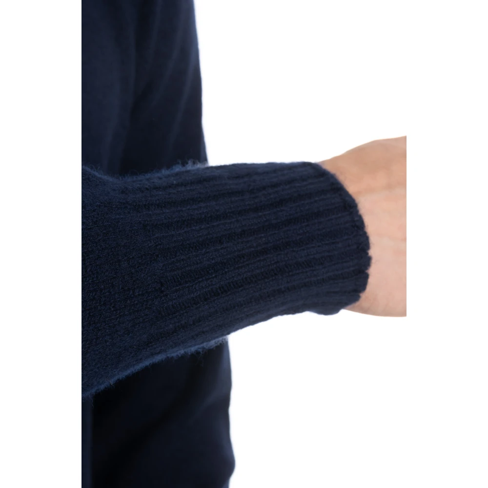 Drumohr Blauwe Polo Sweater Layering Shirt Blue Heren