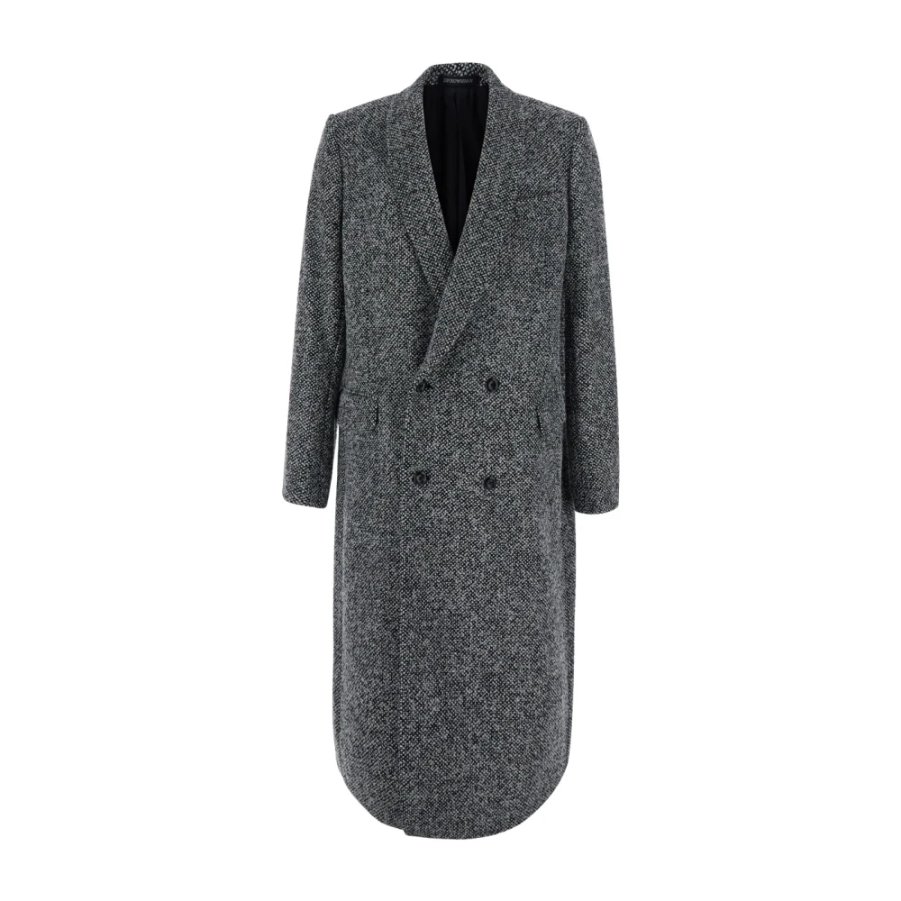 Emporio Armani Double-Breasted Coat - Male - Double-Breasted Coats - Gray - L - Coats
