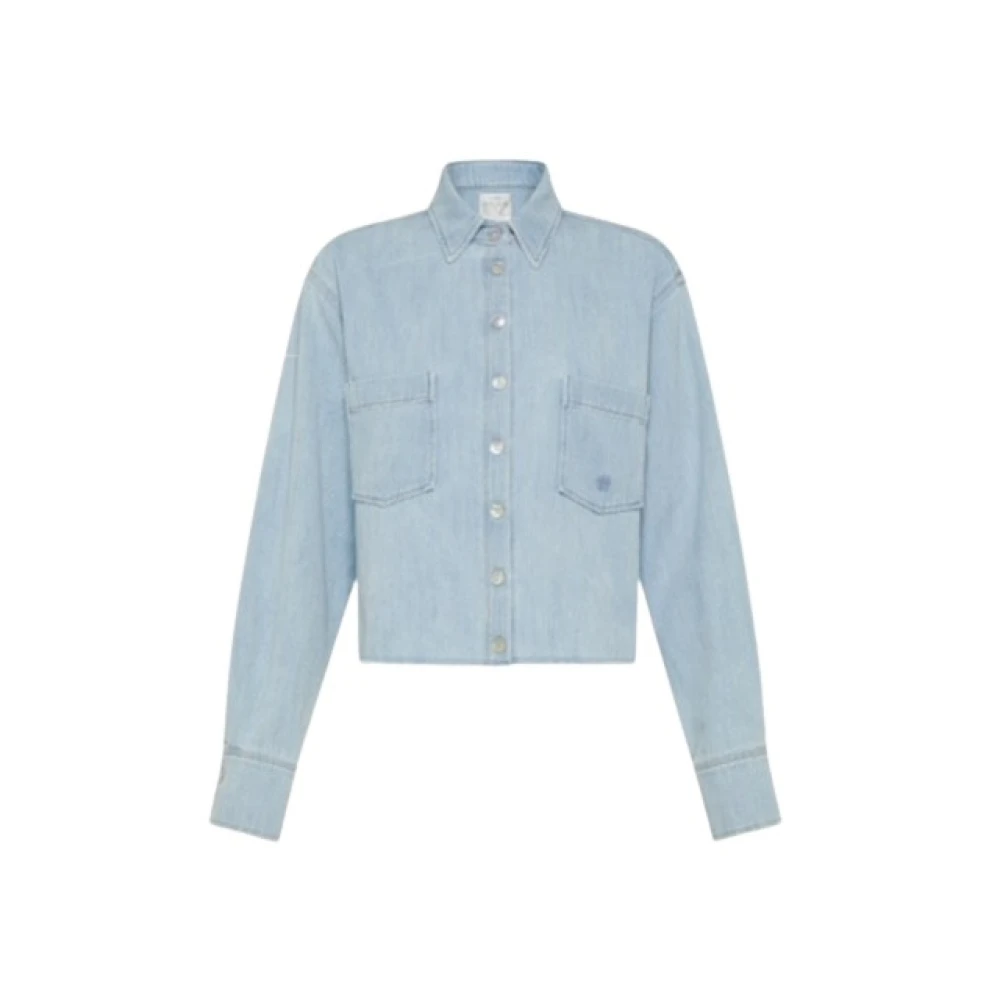 Forte Korte Denim Blouse Blue Dames