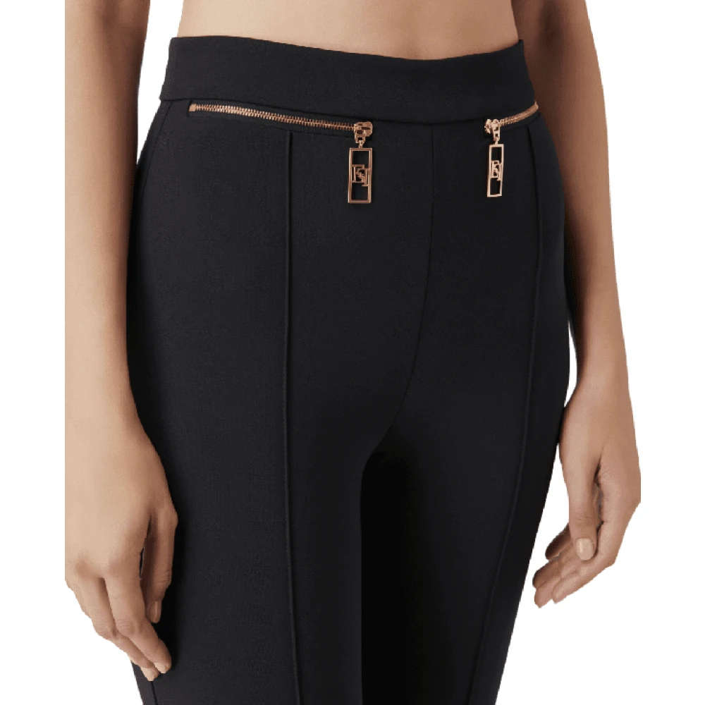 Elisabetta Franchi Zwarte rechte pijp ritsbroek Black Dames