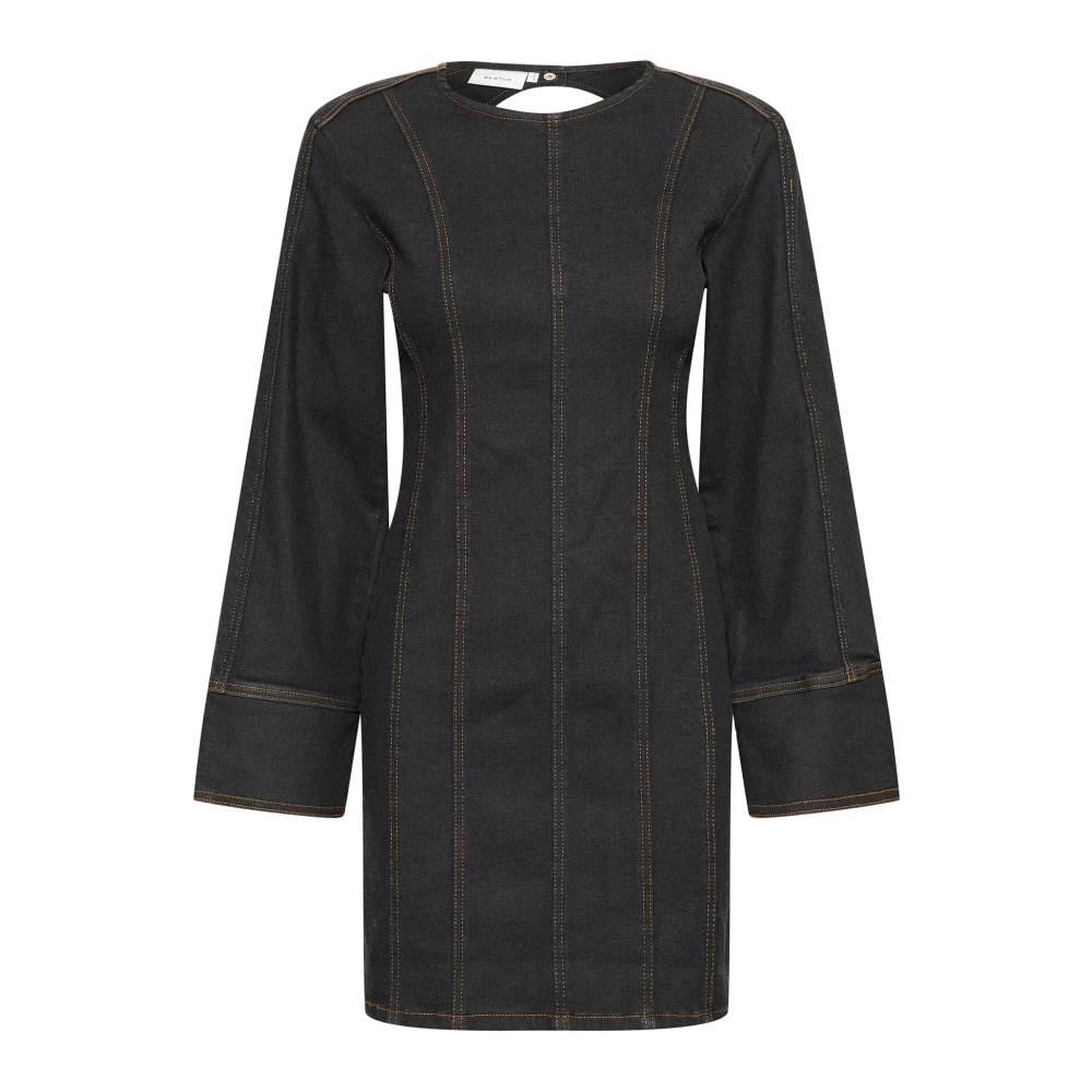 Gestuz Denim Jurk met Lange Mouwen Black Dames