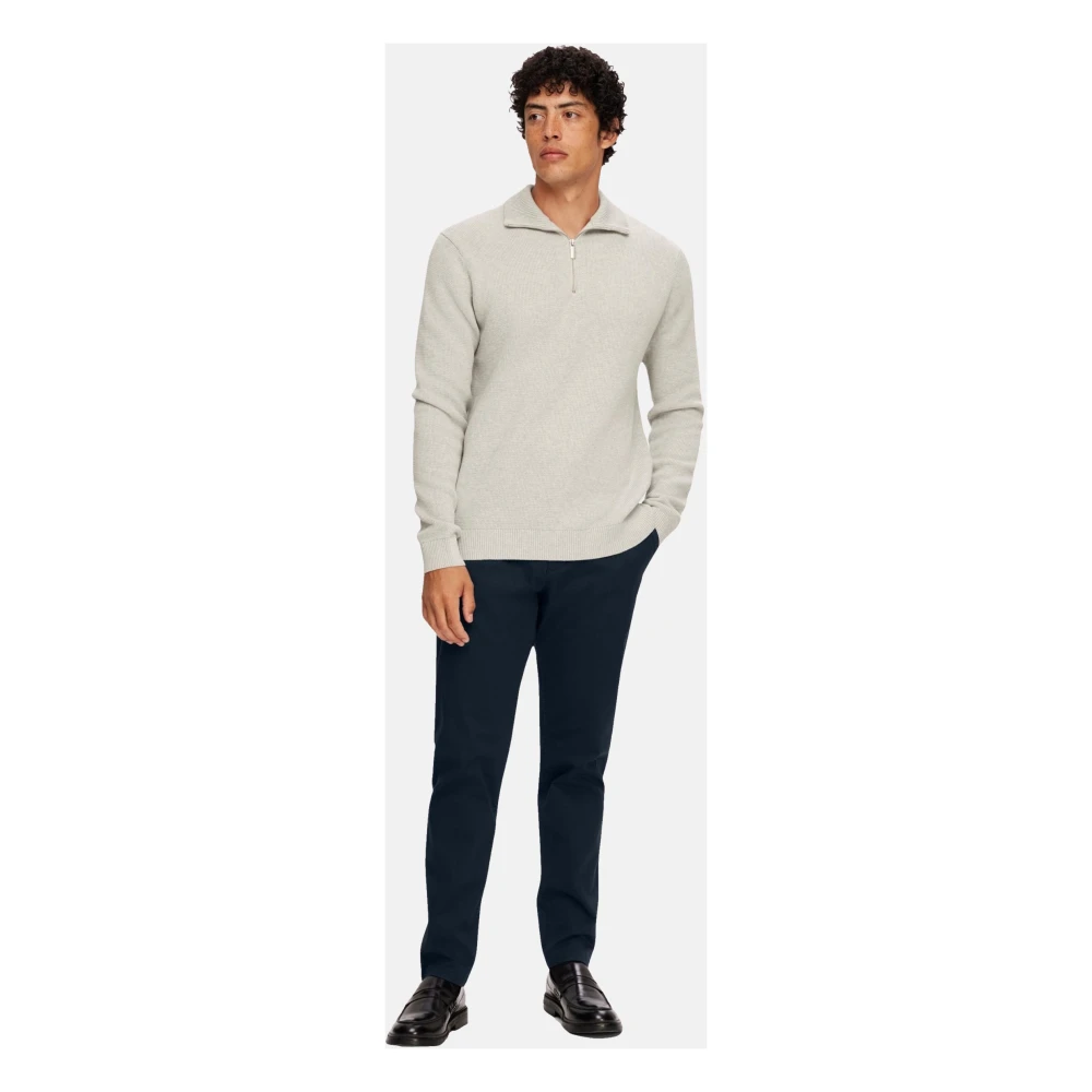 Selected Homme Melange Pullover met Troyer Kraag Gray Heren