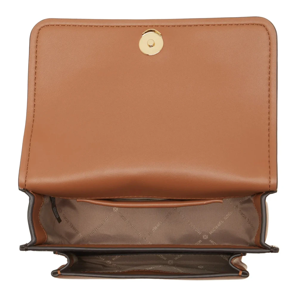 Michael Kors Schoudertas met kettinghandvat en logo Brown Dames