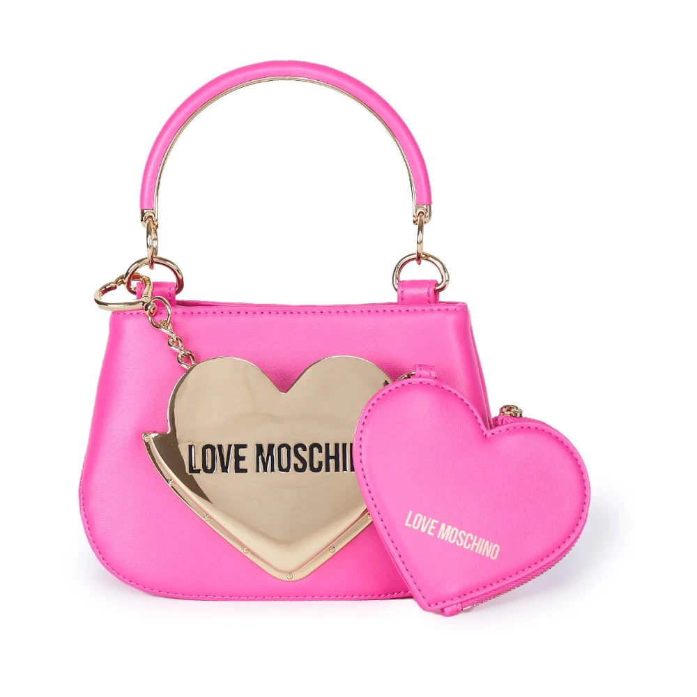Love Moschino Fuchsia Hart Metalen Clutch Tas Pink Dames