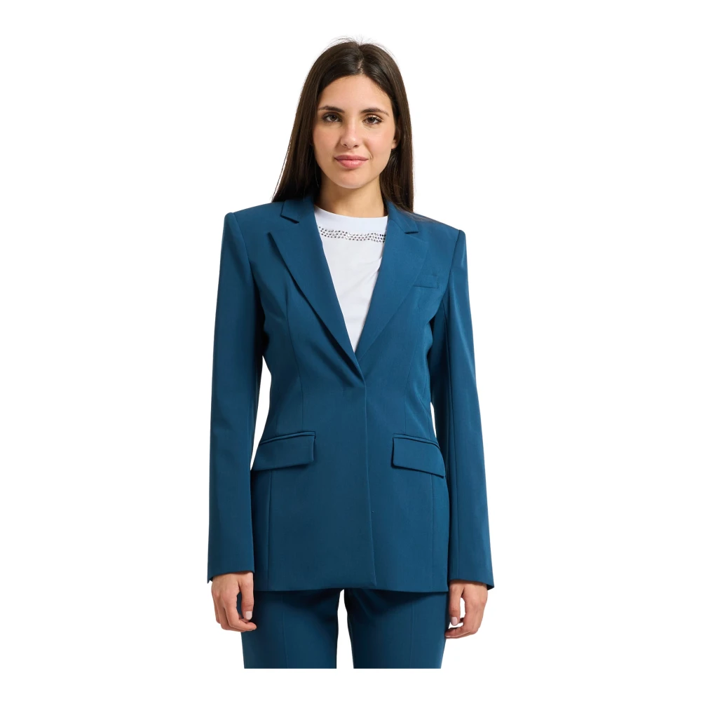 Patrizia Pepe Femme Bleu Vestes, Taille: 46 Fr Blazer Tailleur En Viscose