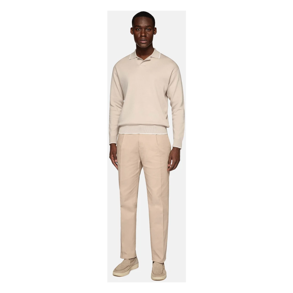 Boggi Milano Stretch Katoenen Gabardine Broek Beige Heren