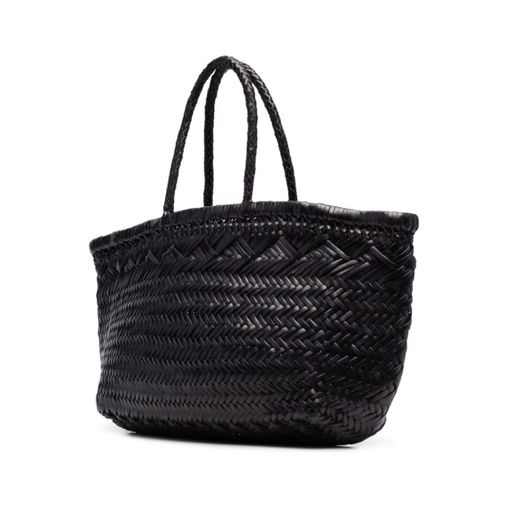 Dragon Diffusion Leren Tote Tas met Gevlochten Ontwerp Black Dames
