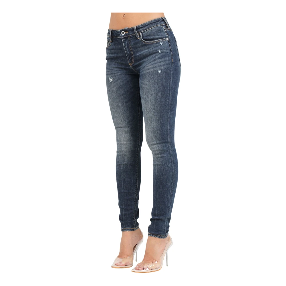 Armani Exchange Slim Fit Skinny Blauwe Denim Jeans Blue Dames