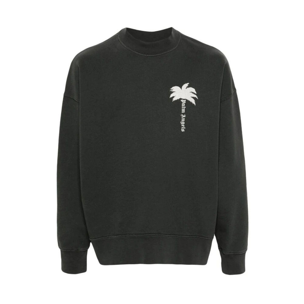 Palm Angels Logo Print Sweatshirt Gray Heren