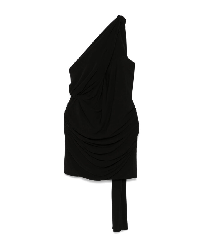 black-strapless-draped-ruched-dress