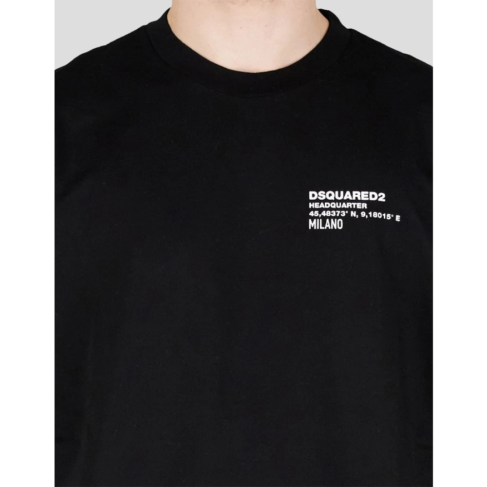 Dsquared2 Zwarte katoenen T-shirt met witte print Black Heren