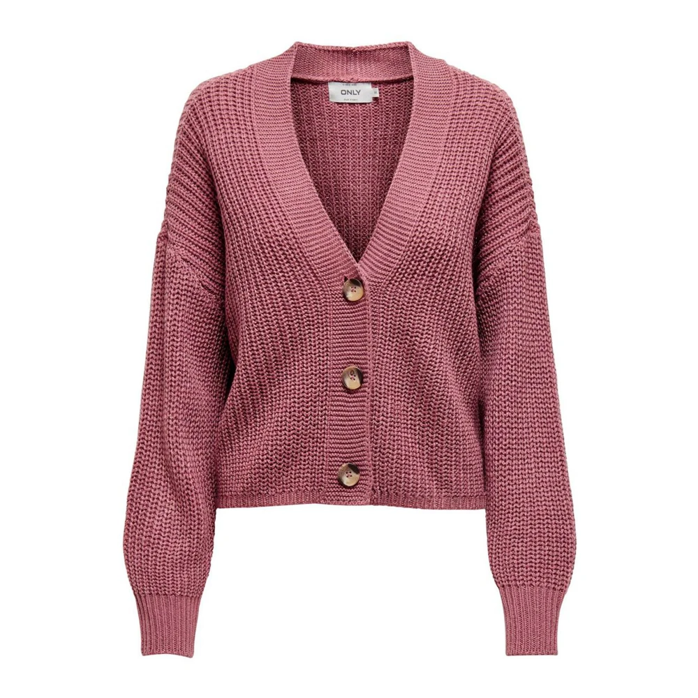 Only Rosa V-ringad Cardigan för Kvinnor Pink, Dam