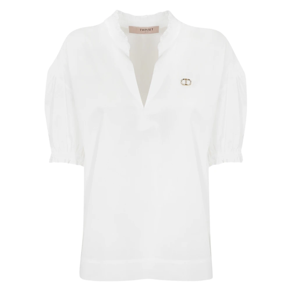 Twinset Witte T-shirts en Polos Regular Fit White Dames