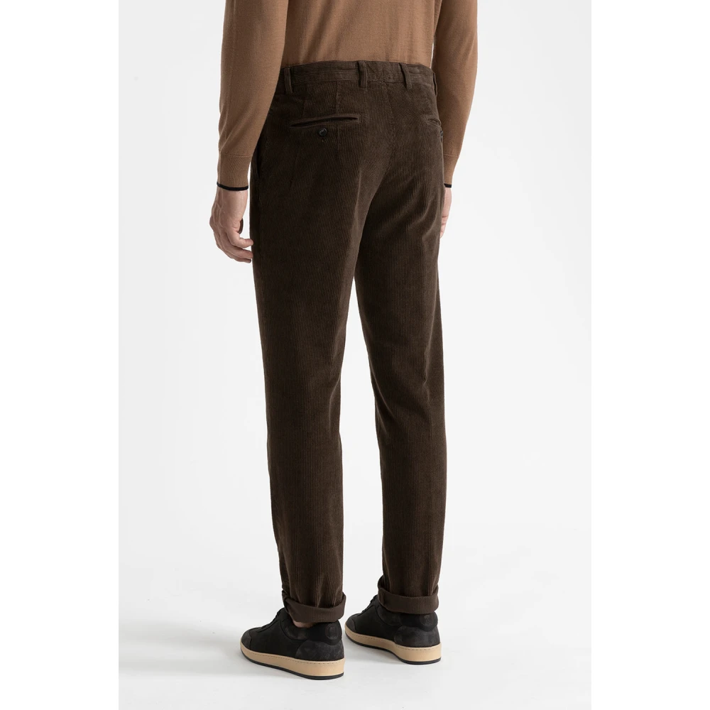 PESERICO Katoenen ribfluwelen chino's Brown Heren