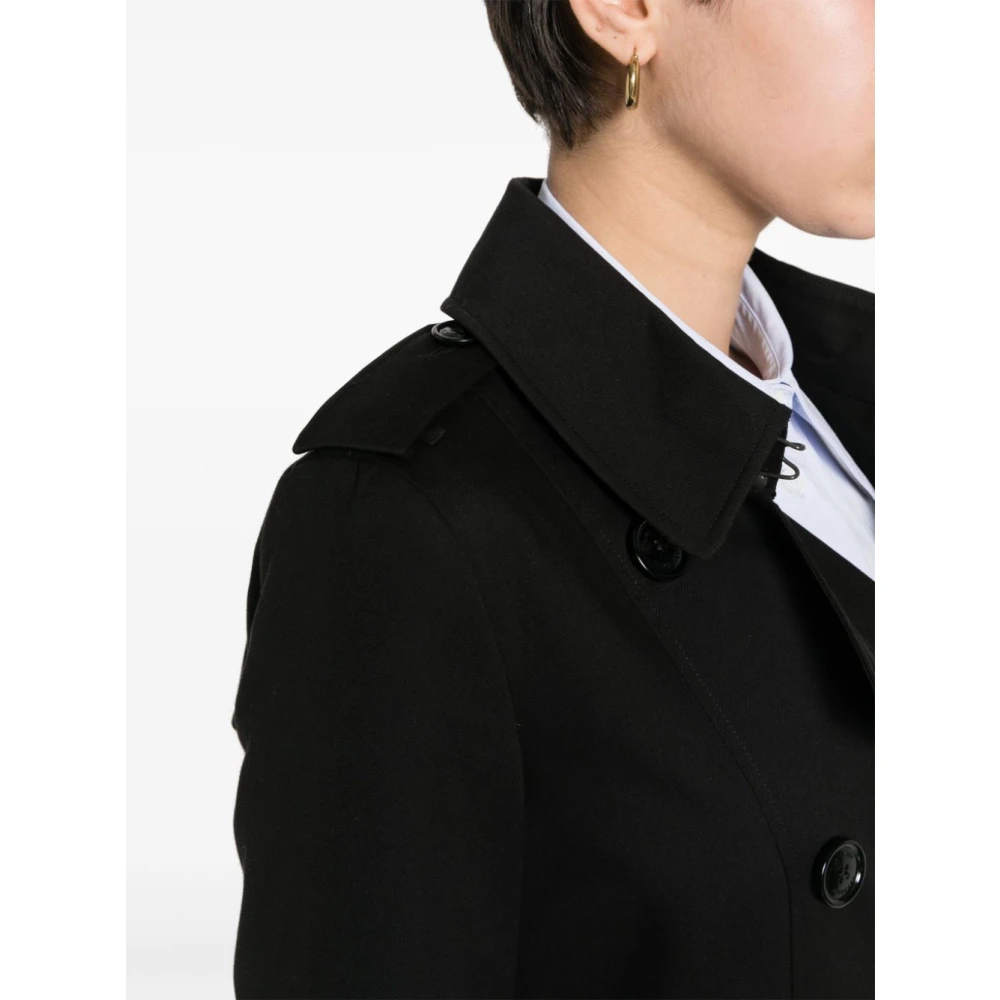 Burberry Zwarte dubbelrij jassen met logo-gegraveerde knopen Black Dames