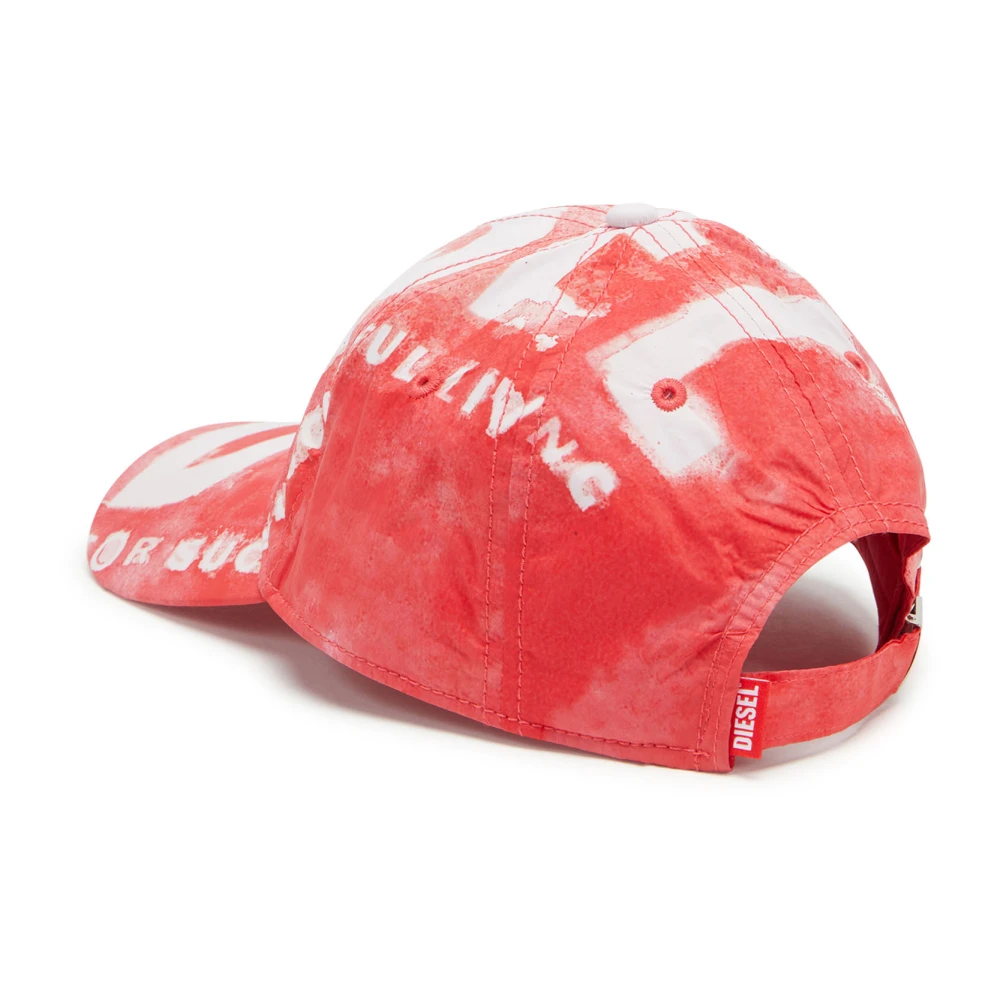 Diesel Nylon baseball cap with Super Logo Red Heren