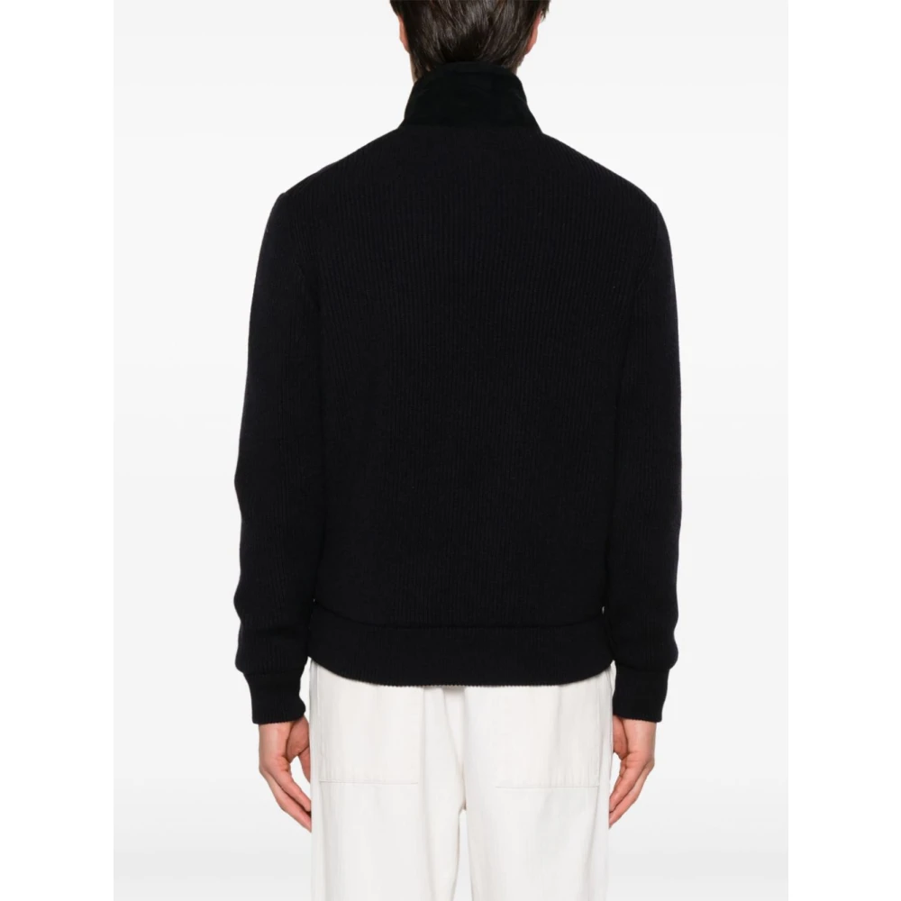 BRUNELLO CUCINELLI Marineblauwe Zip-Up Bomberjack Blue Heren