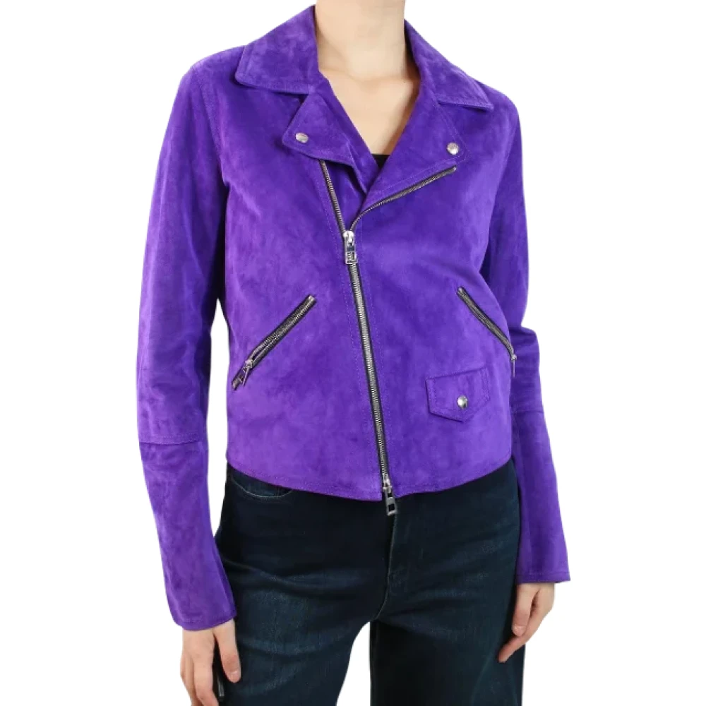 Loewe Pre-owned Suede outerwear Purple Dames