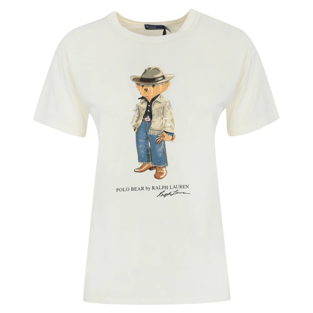 Polo Ralph Lauren Katoenen Jersey Polo Bear Print T-shirt White Dames