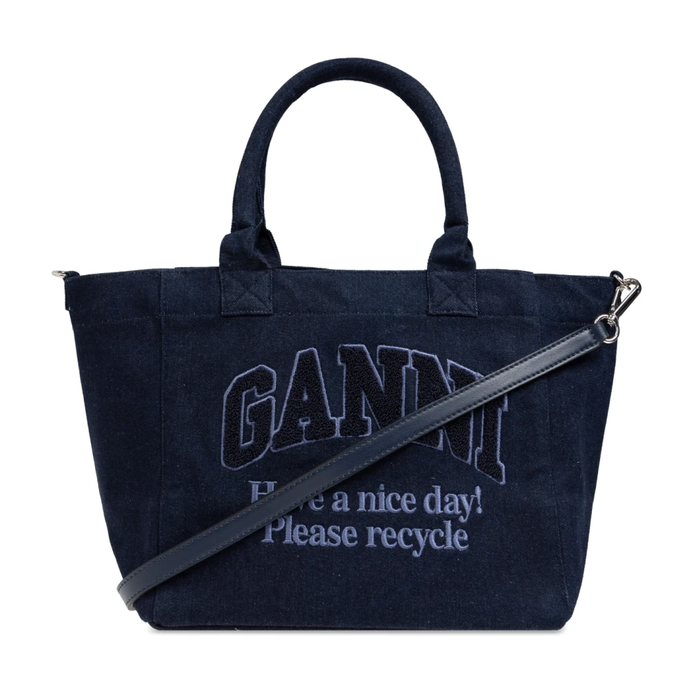 Ganni Stijlvolle Denim Shopper Tas Blue Dames