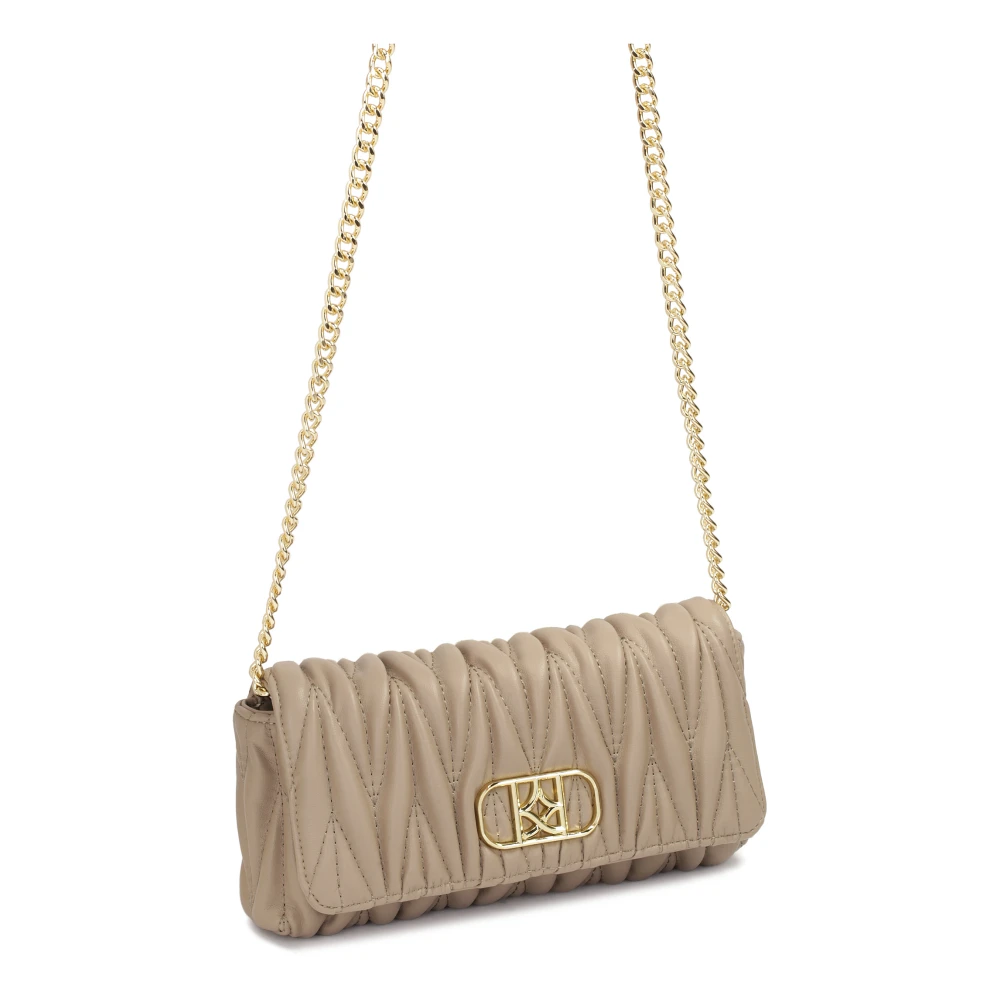 Kazar Kleine gewatteerde leren handtas in taupe kleur Beige Dames