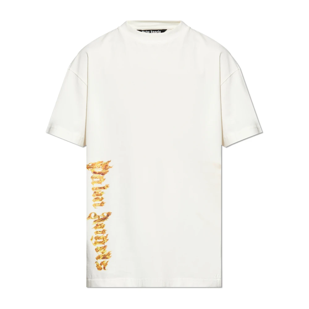 Palm Angels T-shirt met bedrukt logo Beige Heren
