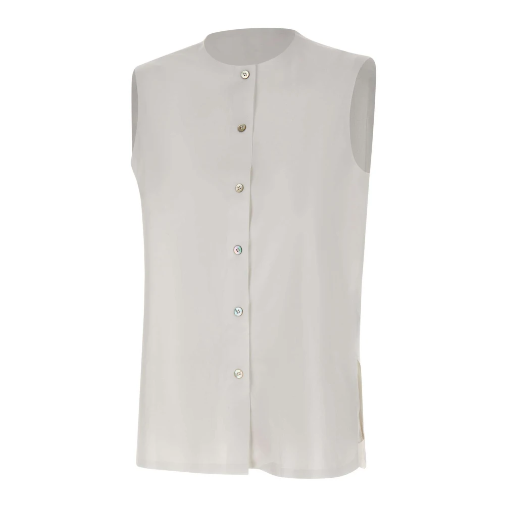 Rrd Women's White Oxford Sleeveless Shirt - Shirts - M - Blouses & Shirts