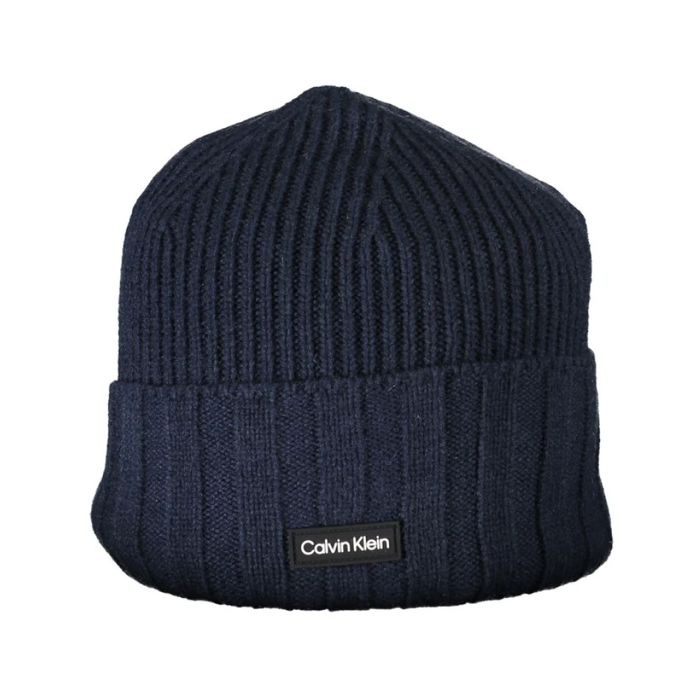Calvin Klein Blauwe wollen pet met contrastdetails Blue Heren