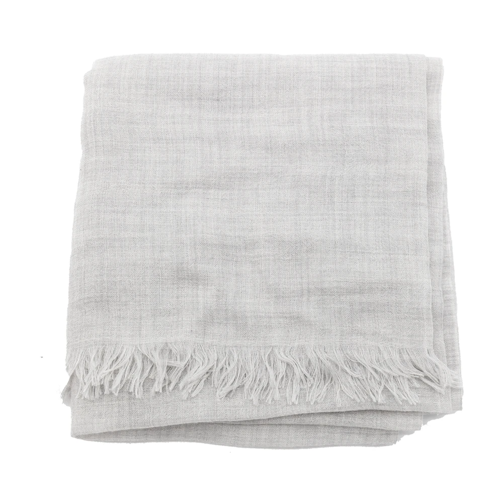 BRUNELLO CUCINELLI Beige Zijden Fringed Sjaals Gray Dames