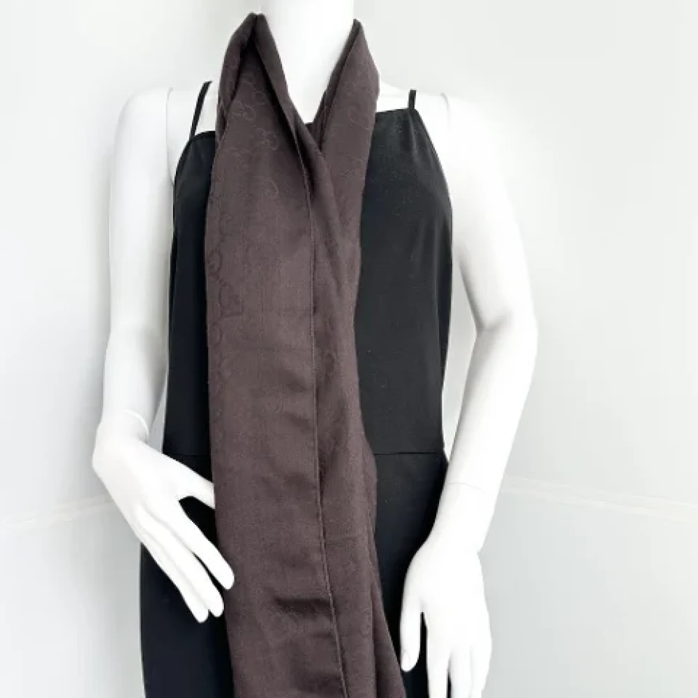 Gucci Vintage Pre-owned Wool scarves Brown Dames