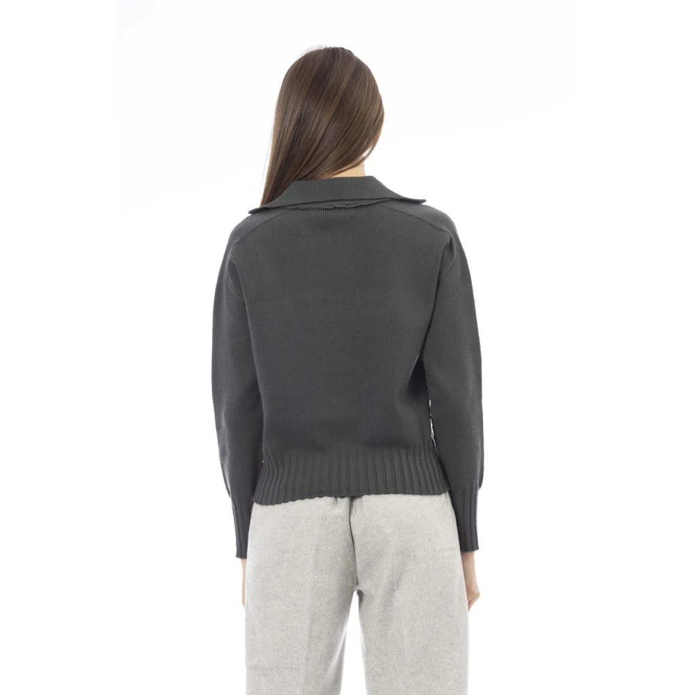 Alpha Studio V-hals trui met voorzak Green Dames