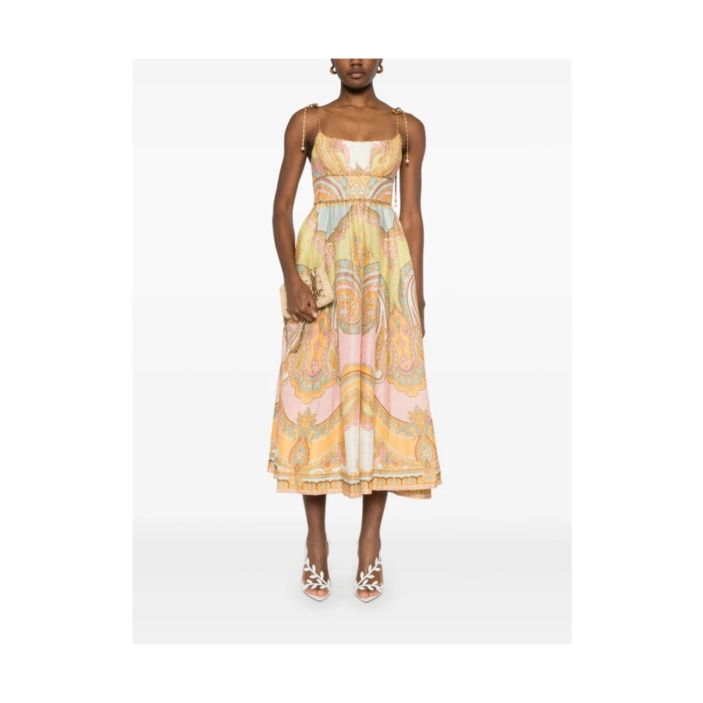 Zimmermann Gele Vierkante Hals Jurk Yellow Dames