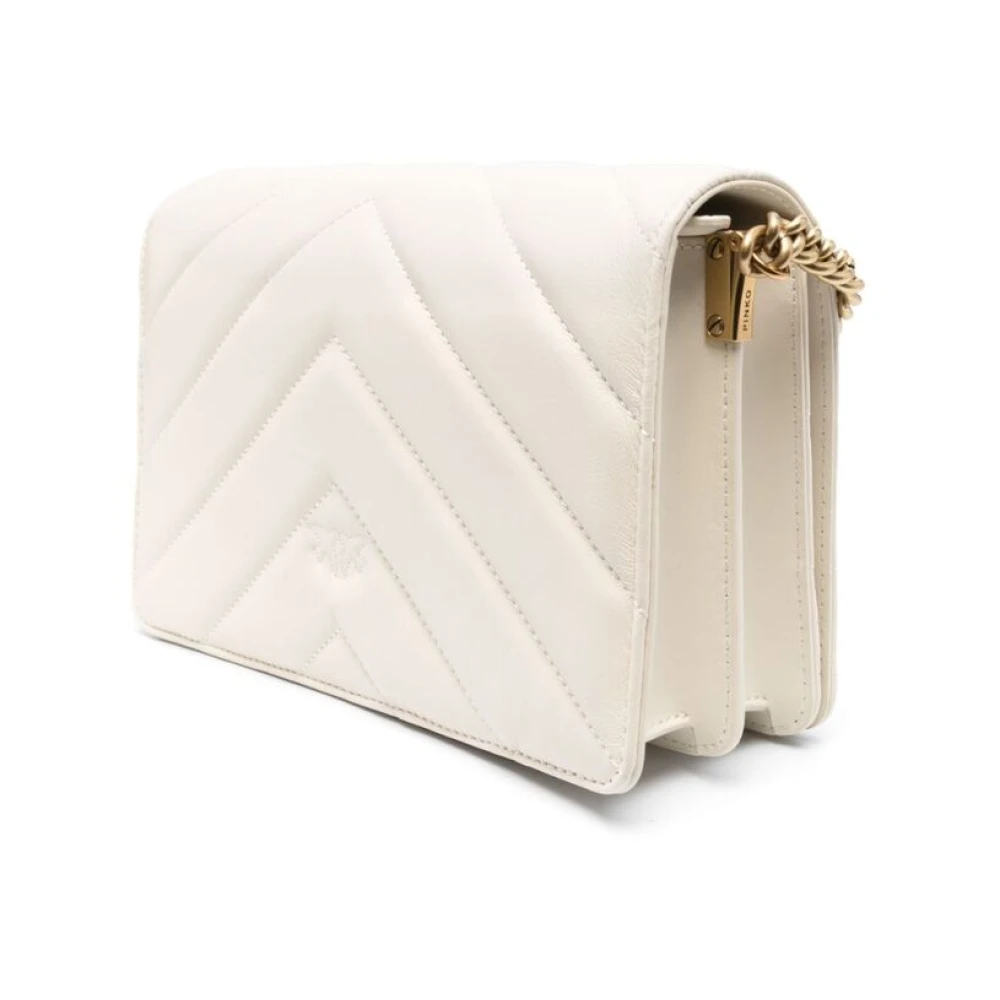pinko Quilted Love Click Crossbody Tas White Dames