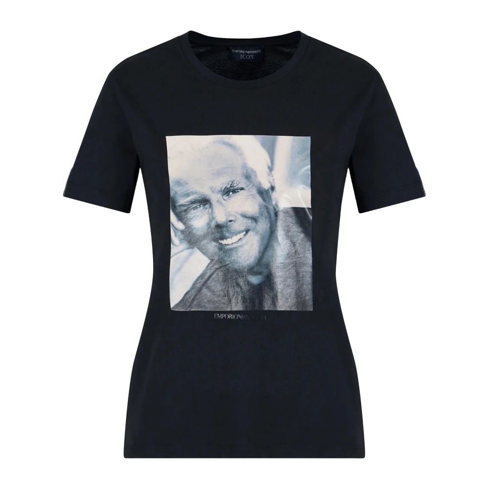 Emporio Armani Zwart T-shirt met digitale print Black Dames