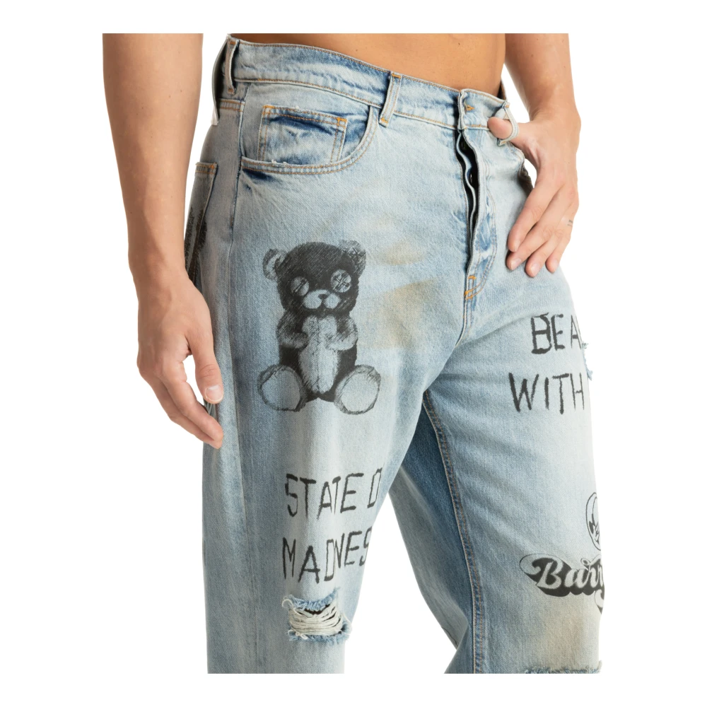 Barrow Abstract Multicolor Jeans met Logo Blue Heren