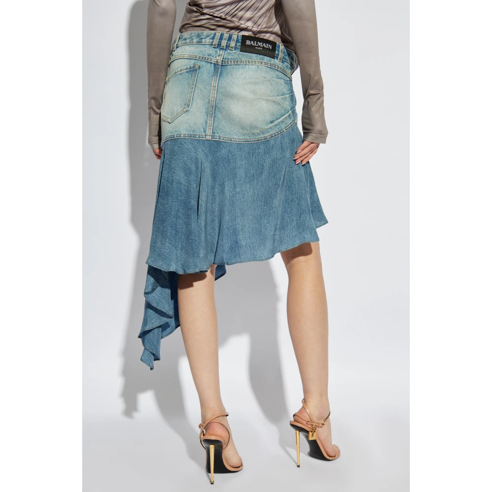 Balmain Rok met asymmetrische snit Blue Dames
