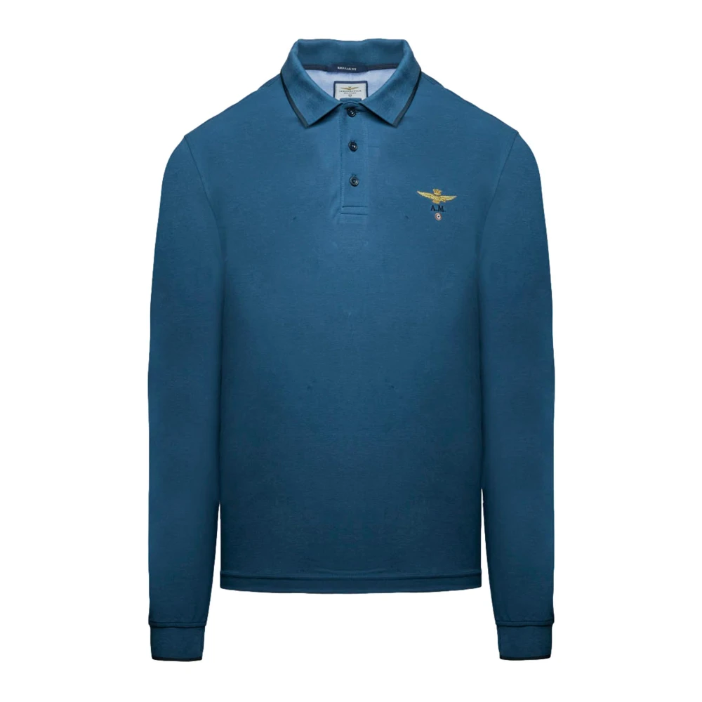 Aeronautica Militare Men's Blue Polo Shirts, 3XL, Polo Uomo Manica Lunga Basica In Cotone Po1653up00082 Colore Blu Avio