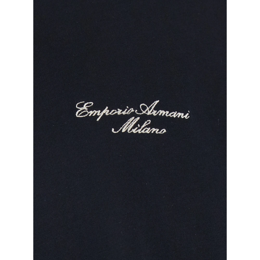 Emporio Armani Blauw Crewneck T-shirt met Logo Borduursel Blue Heren