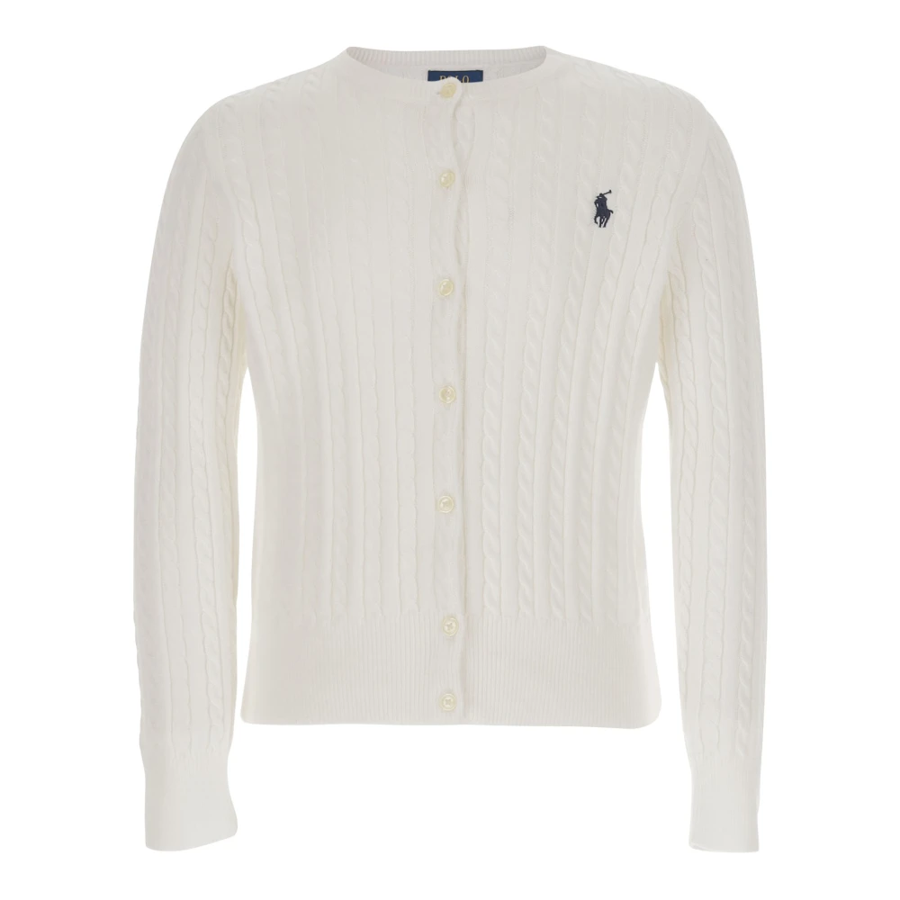 Polo Ralph Lauren Girls White Kids Cardigans, M, Cable-Knit Cotton Cardigan