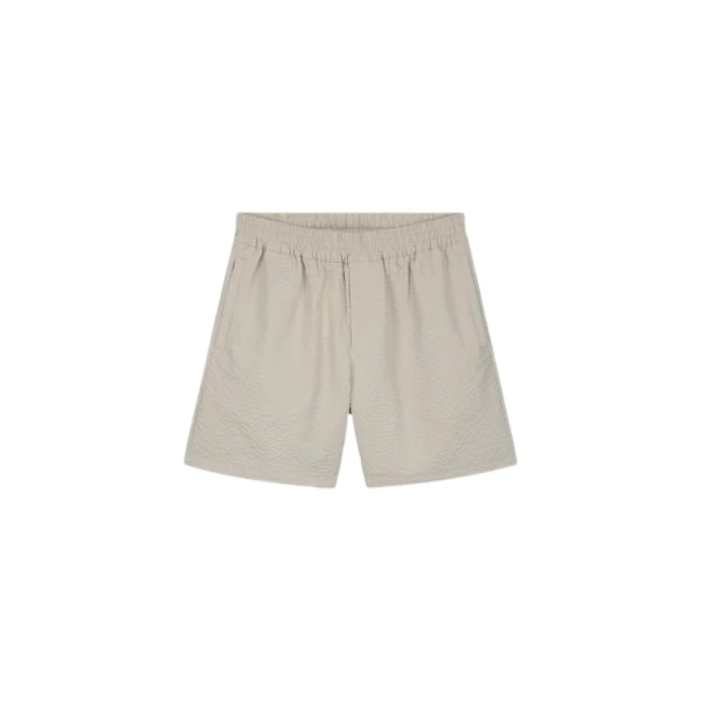 Olaf Hussein Seersucker Shorts Cement Zomer Must-Have Beige Heren